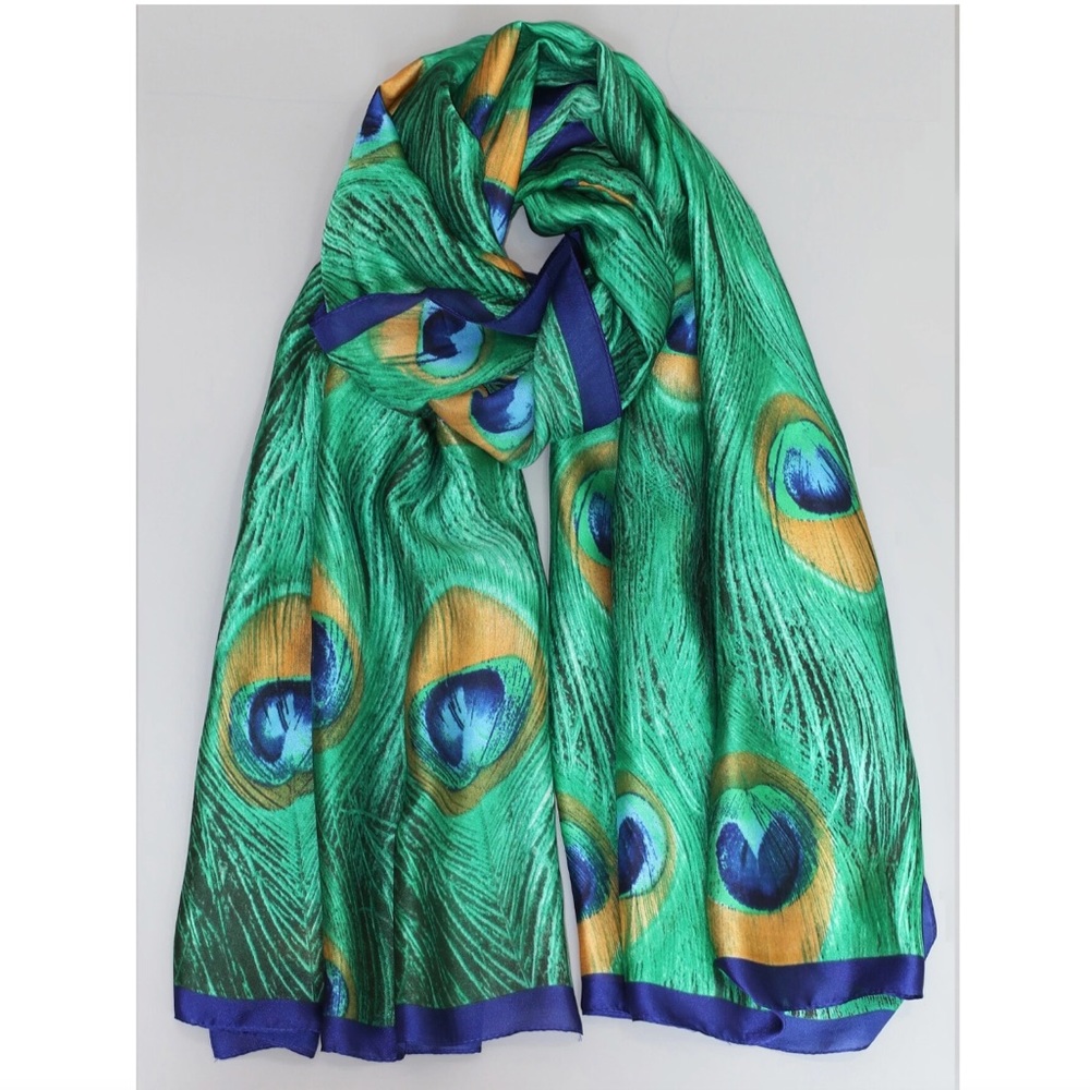 🆕 Green Multicolor Silky Body Scarf - Picture 4 of 4